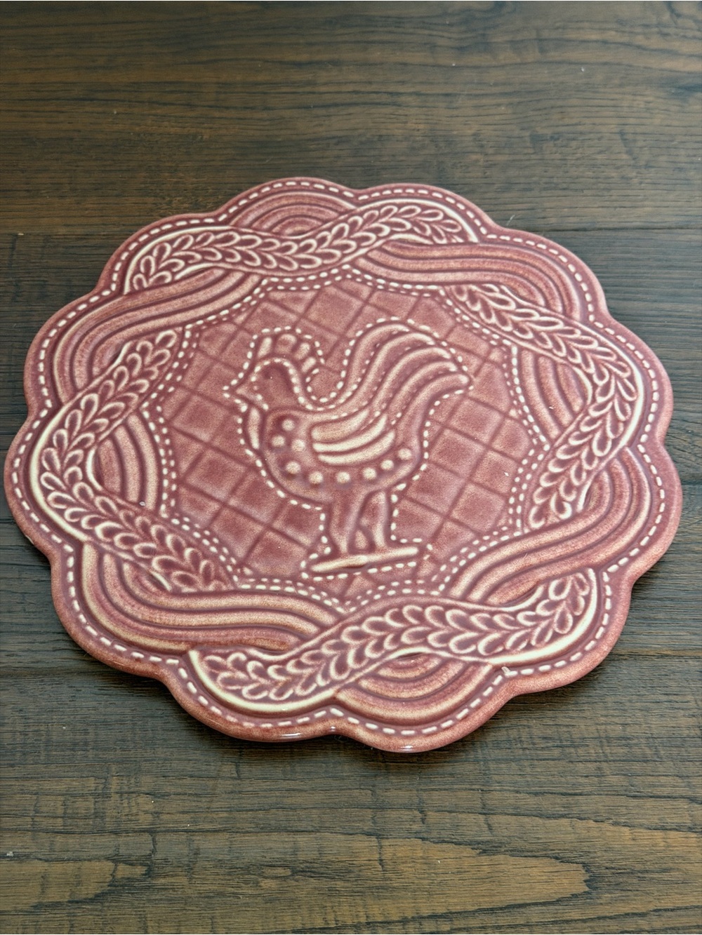 Longaberger Pottery Ceramic Rooster Trivet